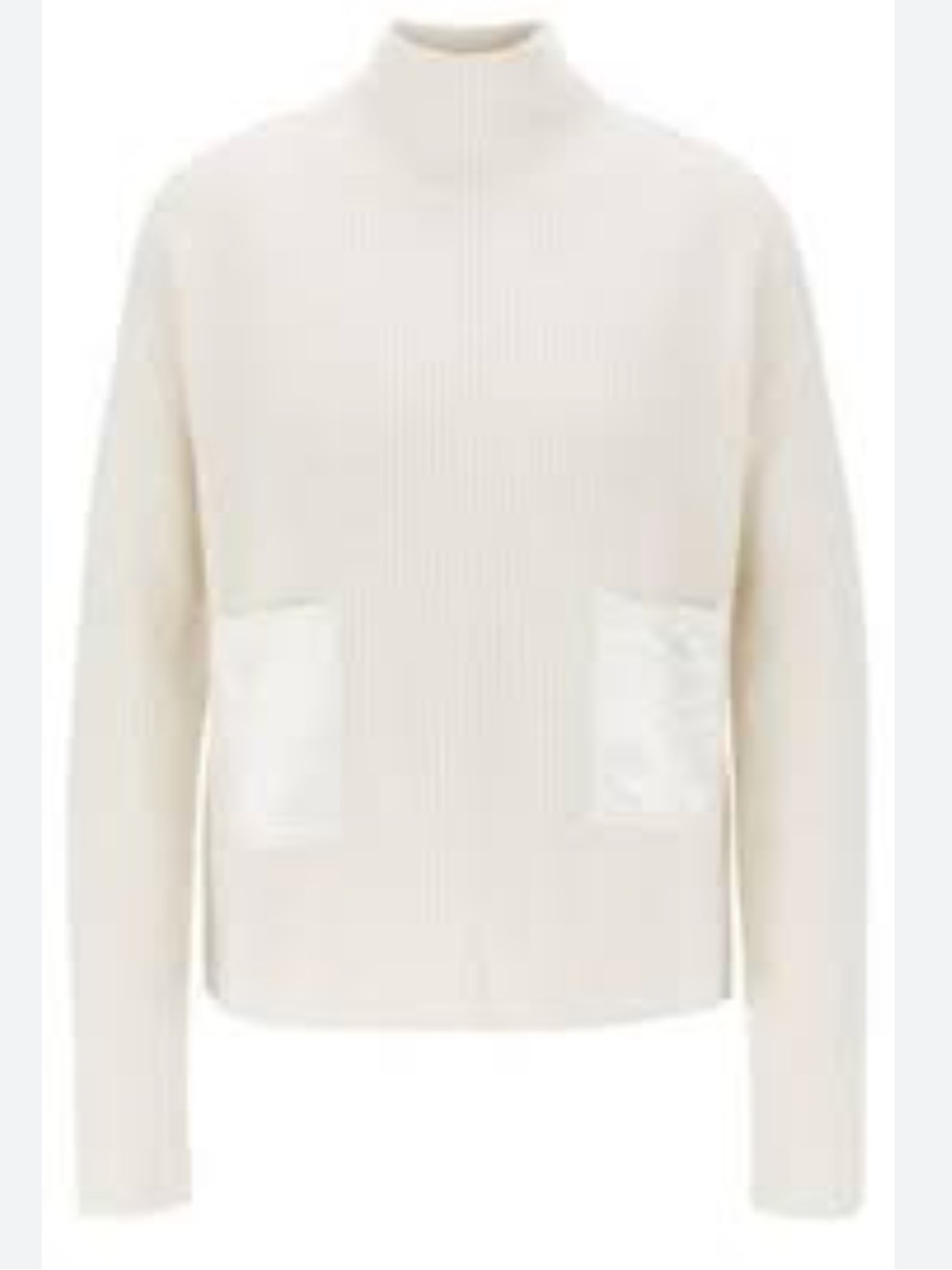 BOSS Cream Turtleneck Sweater with Satin Pockets